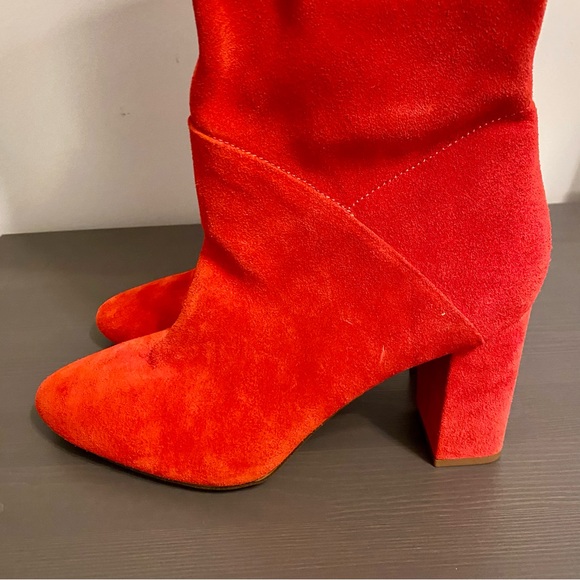 Banana Republic Tall Suede Slouchy Boot Hot Red Heeled Shoes Women's 8.5 US - Picture 8 of 10